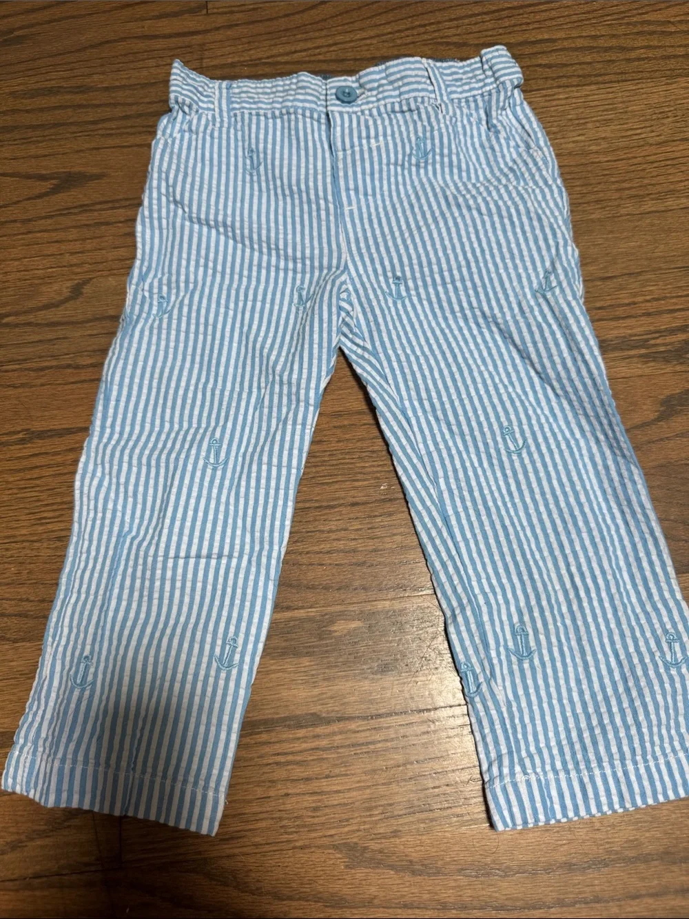 Nursery Rhyme Blue and White Striped Anchor Print Kids Pants 24m 2T